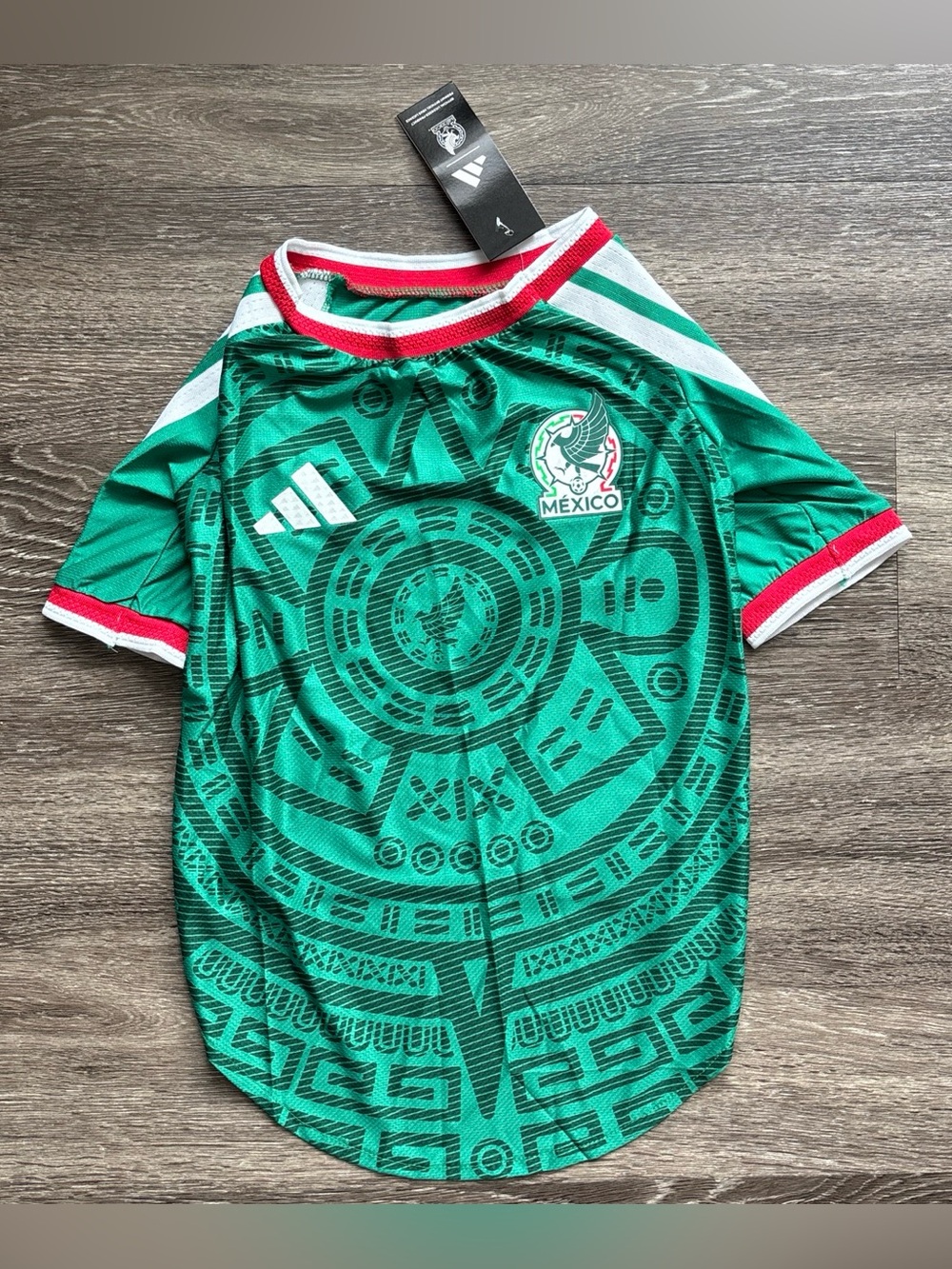 adidas Green Mexico Dog Soccer Jersey with Red & White Trim